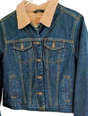 C.E. Schmidt Denim Trucker Jacket Women’s Sz M Blue Sherpa Lined  Workwear